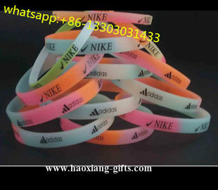 cheap custom silicone bracelets no minimum with debossed color slicone wristbands